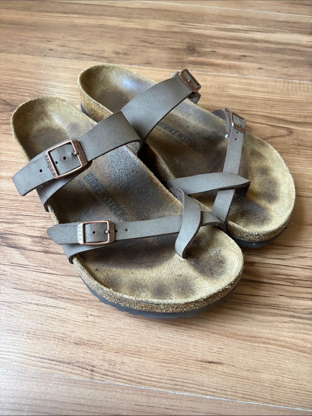 Birkenstock Taupe Brown Strappy Sandals